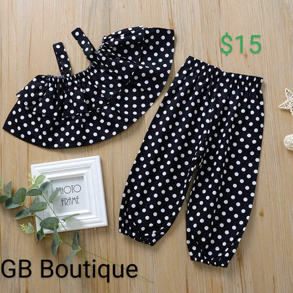 Black&white polka dot 2 piece sets